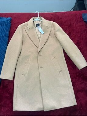 Express Men's Camelt Pea Coat with Notch Lapel size Large NEW